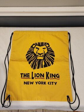 The Lion King~New York City~Broadway Musical~Drawstring Backpack~Bag~Yellow~Rare